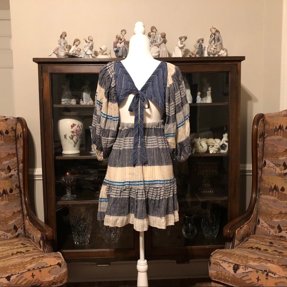 Free People Striped Puff Sleeve Min… - Picture 3 of 10